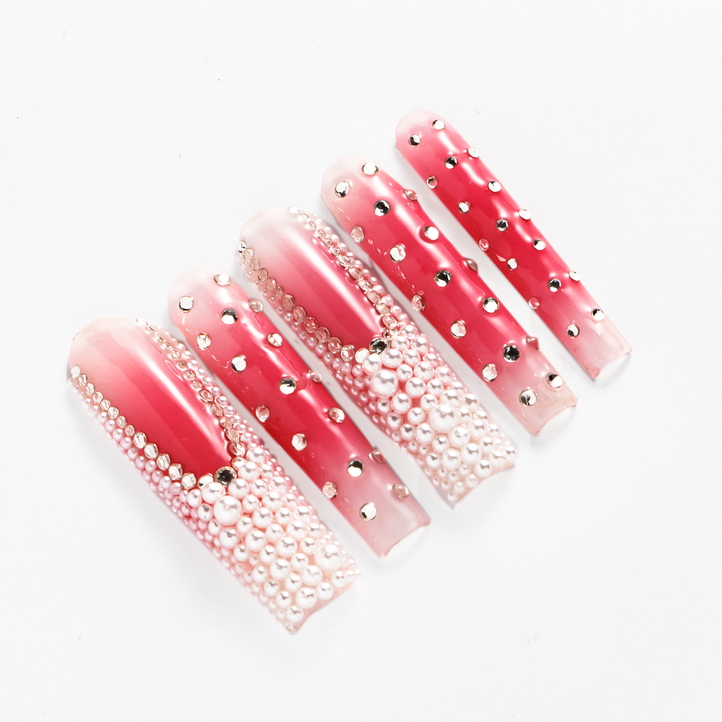 Colorful Nail-Blush Pearl Square Nails-A30