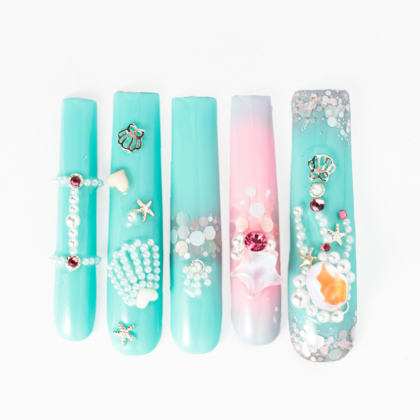 Colorful Nail-Sea Pearl Nails -A06